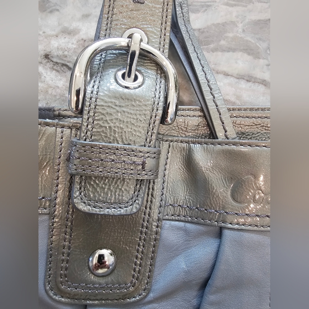 Coach Gray Leather Tote F15045 Shoulder Bag – Full Grain Leather - Picture 6 of 16